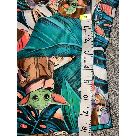 Mens Star Wars Baby Yoda Tropical Swim Trunks Size Small. Drawstring Swimwear - Picture 6 of 7